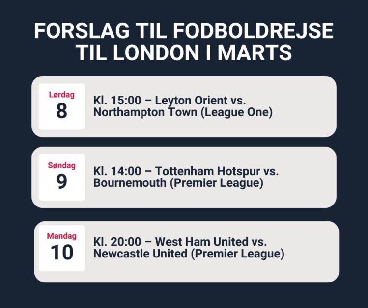 Forslag til fodboldrejse til London